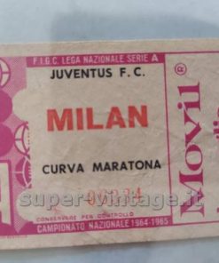 Biglietto stadio Juventus-Milan Curva Maratona 1964-1965
